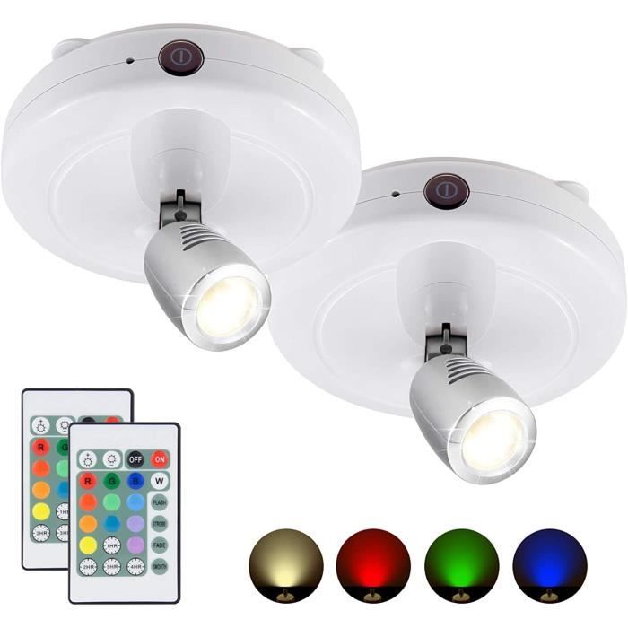 Lot De 6 Spots LED Sous Meuble Avec Télécommande - 16 Couleurs, Adhésif, Piles AAA | Ambiance Cuisine, Chambre, étagère