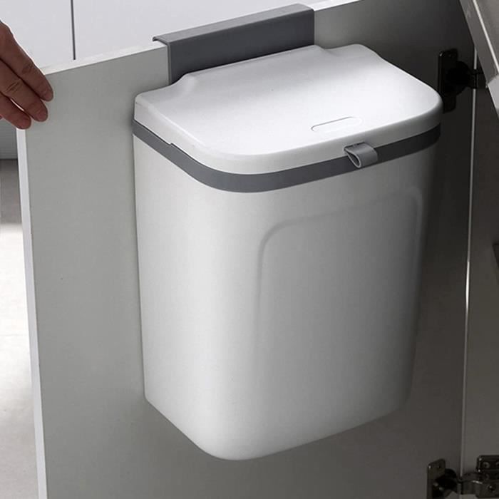 Poubelle 10l Blanche avec Couvercle à Pression - Poubelle Salle de Bain