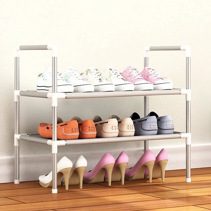 Étagère à Chaussures Murale Pliable Baoblaze 70cm - Organisateur 2 Étages En Aluminium ABS, Range-Chaussures Sans Perçage Pour Porte De Chambre Meuble Chaussures Aluminium