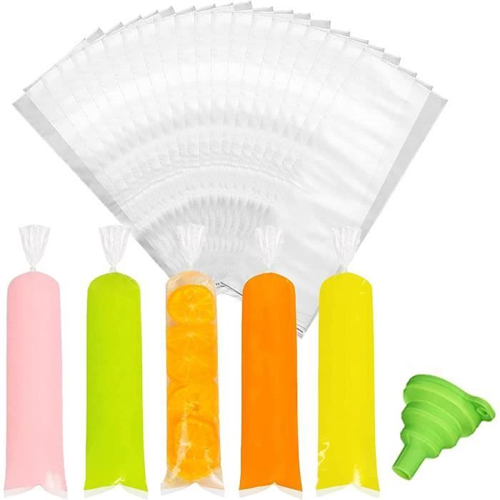 Lot De 100 Sacs à Glace Jetables, Sans BPA, Avec Fermeture éclair Pour Collations, Barres De Yaourt, Jus, Smoothie Aux Fruits, Chocolat, Etc., 100
