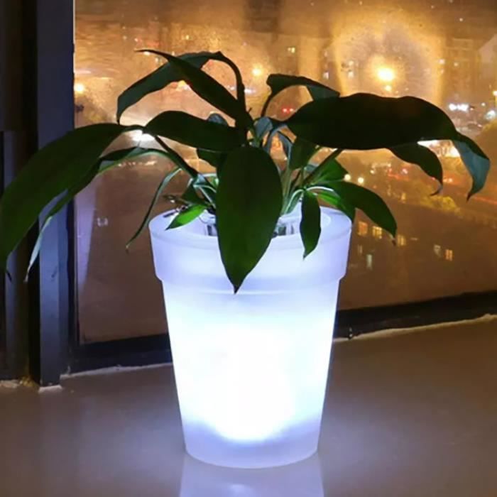 DECORATION LUMINEUSE Pot de fleur creux lumineux ABS coquille extérieur sans fil LED usine style-White 1