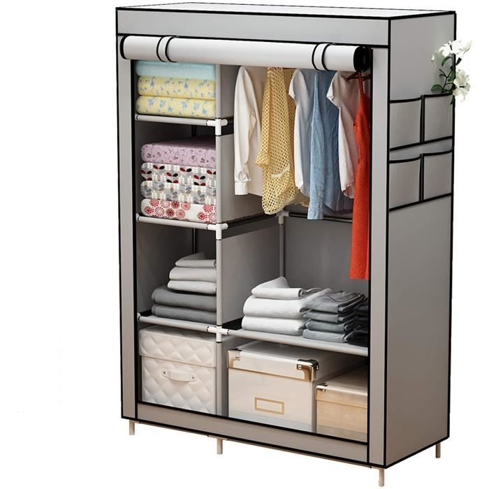 Armoire Penderie Portable Avec Roulettes - Dressing Mobile Avec Housse Et étagères - Rangement Chambre