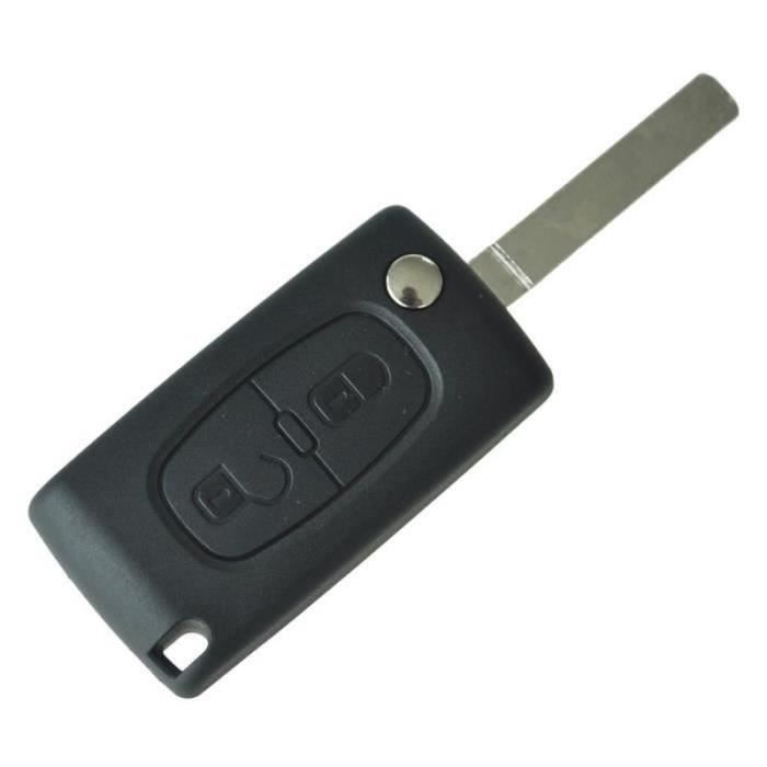 BOITIER - COQUE DE CLE - TELECOMMANDE Coque 2 boutons pliable CLE pour telecommande PEUGEOT 207 