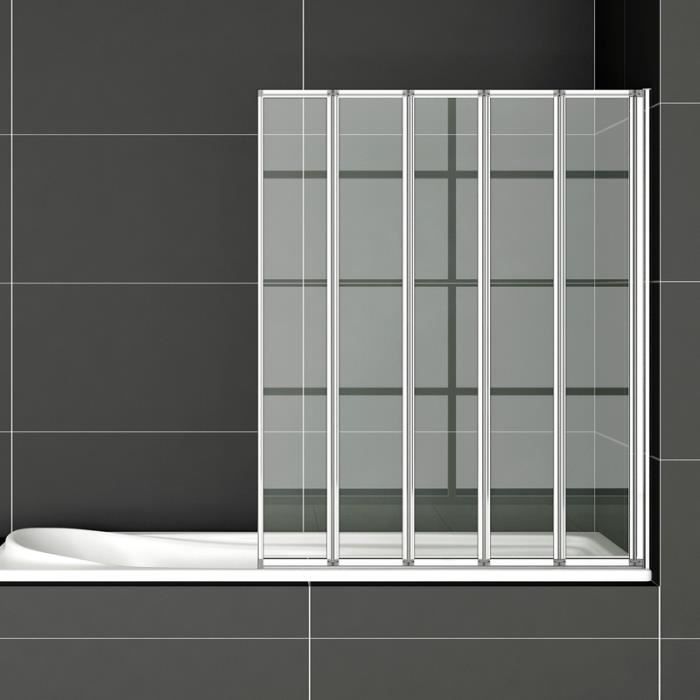 Pare baignoire, écran de baignoire, porte de baignoire, 5 volets pivotants  pliants 180°, 4mm verre trempé, 120x140cm - Cdiscount Bricolage