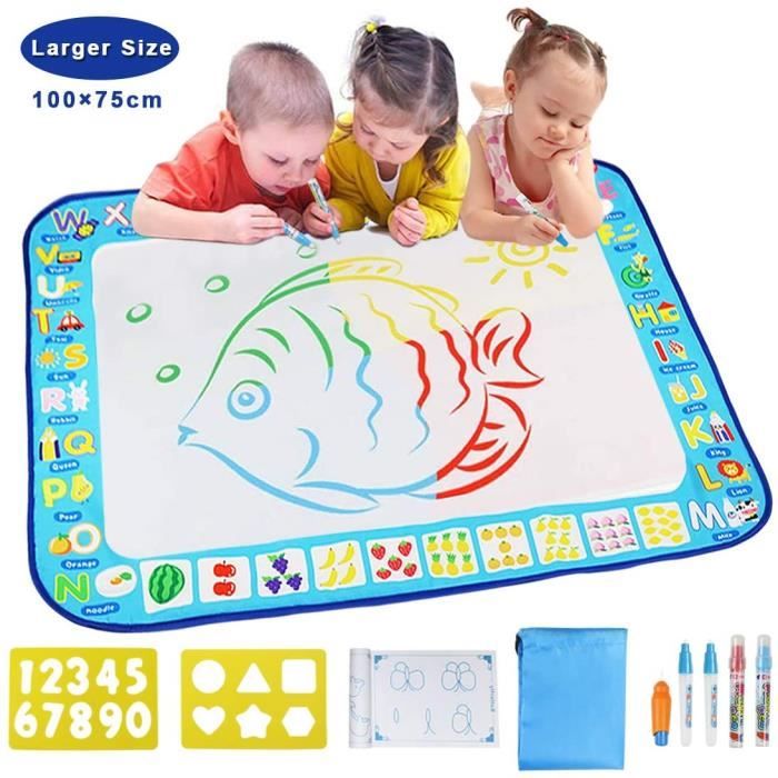 Tapis Dessin Aquadoodle 100 75cm Enfant Doodle Tapis De Dessins 4 Couleurs Eau Peinture Livret Jouets Educatifs Cadeau Tapis D Evei Cdiscount Jeux Jouets