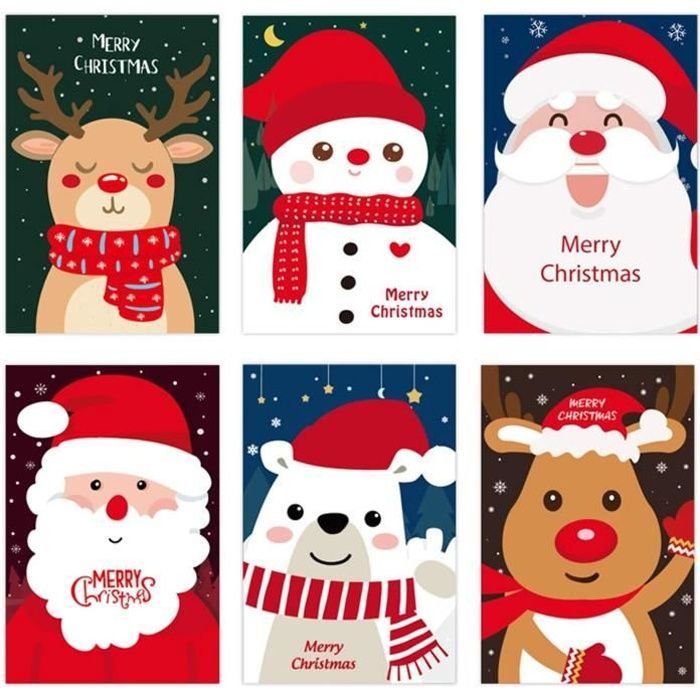 Carte de voeux,Lot de 24 cartes de Noël avec enveloppes et autocollants,  cartes de vœux de Noël amusantes, cartes postales de Noël - Cdiscount  Beaux-Arts et Loisirs créatifs