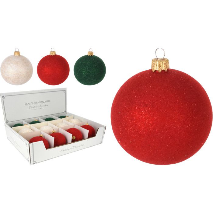 Sphere De Verre Qui Orne Le Sapin BOULE DE NOËL VERRE FLOQUÉ COLORÉ TRADITION 8CM - Cdiscount Maison
