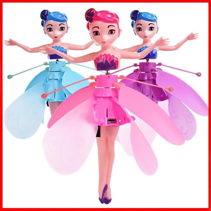 Amyove Magique Fée Volante Princesse Poupée pour les Enfants Usb Geste  Rechargeable Détection Mini Jouet Volant pour l'Intérieur 