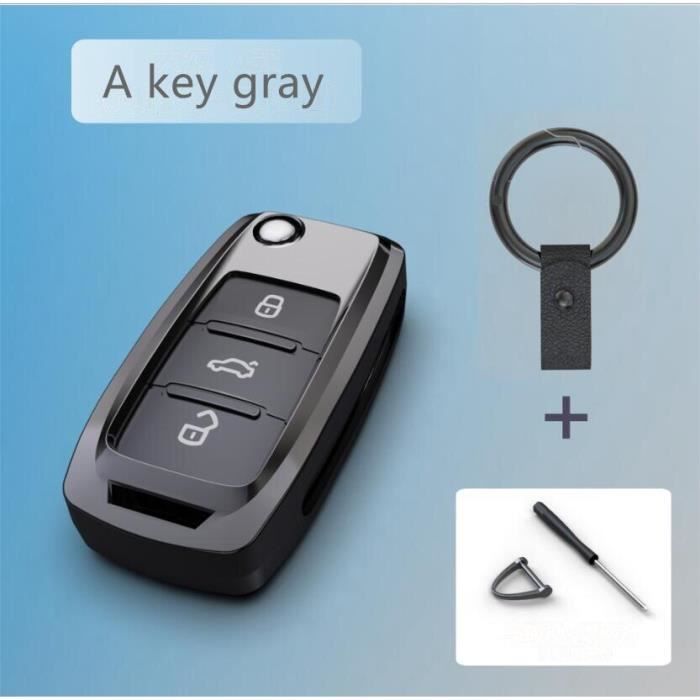 Coque clé,Coque de clé de voiture en métal, pour Volkswagen Polo, Golf 7,  Tiguan, Skoda Octavia, Kodiaq, Karoq - Type A key gray #B - Cdiscount Auto