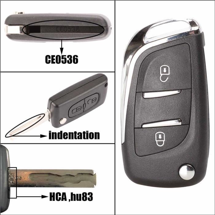 Coque de clé télécommande à 3 boutons pour Peugeot et Citroën, lame HU83