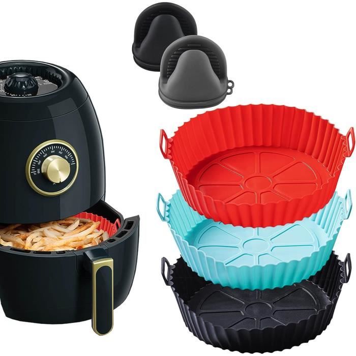 Lot De 2 Moules Carrés Pliables En Silicone Pour Air Fryer (friteuse Sans Huile) - Dimensions 21x21 Cm - Pour Cuisson Au Four à Air, Micro-ondes, Four
