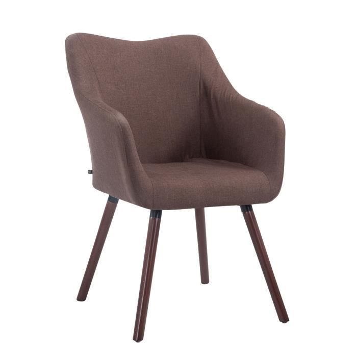CLP Chaise Salle à Manger McCoy V2 Tissu Gris Avec Accoudoirs - Piétement Bois Naturel Scandinave