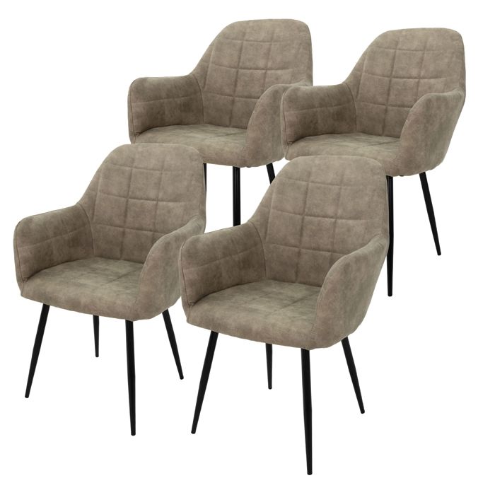 ECD Germany Lot de 4 Chaises de Salle à Manger - Assise Siège Rembourrée en Velours - Structure en Métal - Fauteuil avec Accoudoir