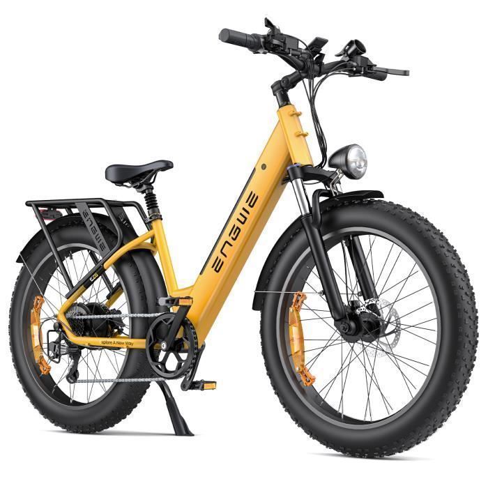 velo electrique ENGWE E26 ST 26 pouces Autonomie 140km Moteur 250W 32km/h Amortisseur avant fat bike de ville Batterie 48V16AH Jaune
