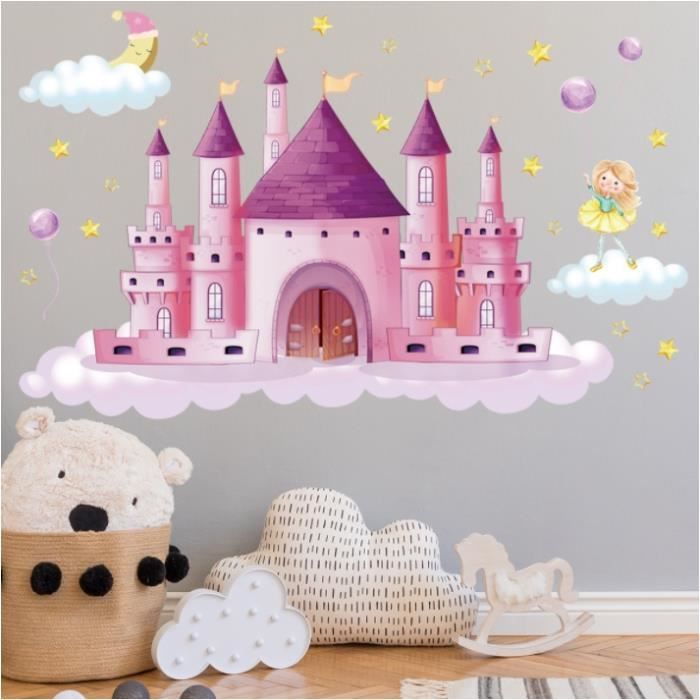 Stickers Muraux Château Stickers Mural La Lune Étoile Pour Chambre De Filles Pépinière Enfants