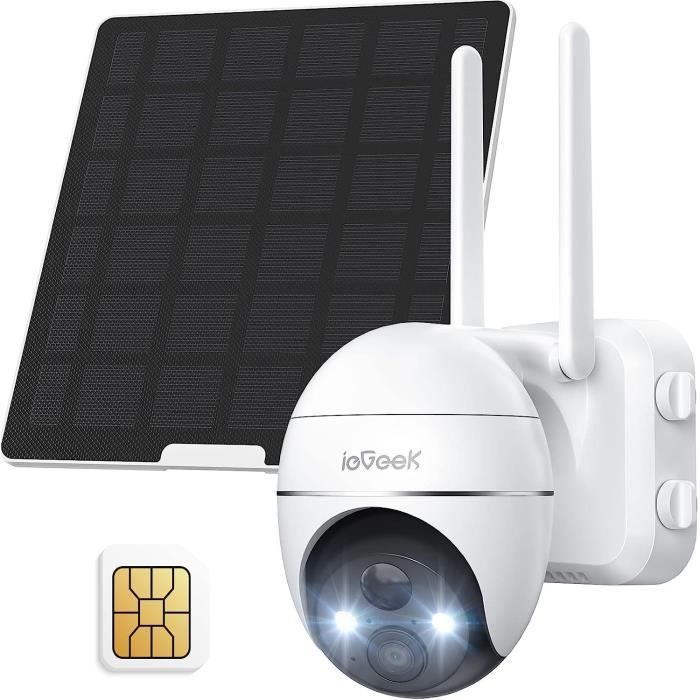 IeGeek 2K 3G/4G LTE Camera Surveillance Exterieure sans Fil Solaire avec  Carte SIM PTZ 4X Zoom Vision Nocturne Couleur PIR Détection - Cdiscount  Bricolage