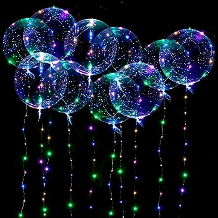 10PCS Ballon Lumineux LED DIY,ballon lumineux Transparents avec 3m