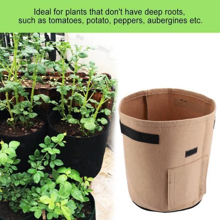 LITLANDSTAR Lot De 5 Sacs De Plantation De 19 L Avec Poignu00e9es - En Tissu Non Tissu00e9 - Pour Lu00e9gumes, Fleurs, Fruits - Ru00e9utilisables - Pour Balcon, Terrasse, Serre Et Jardin