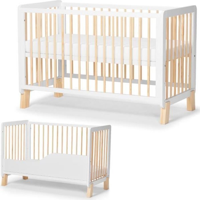 Kinderkraft Lit Bebe En Bois Lunky Garde Corps Blanc Cdiscount Puericulture Eveil Bebe