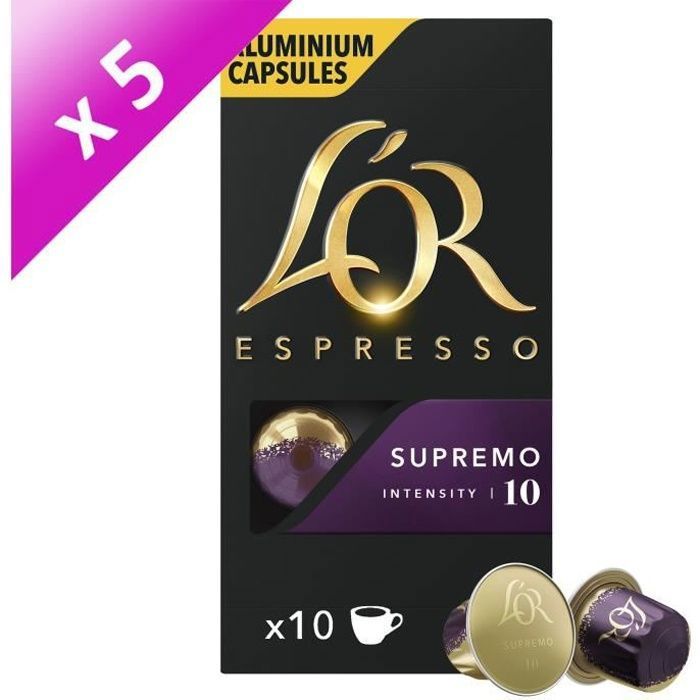 L'Or Espresso Café - 100 Capsules Supremo Intensité 10 - Compatibles Nespresso®* - Lot de 10 x 10