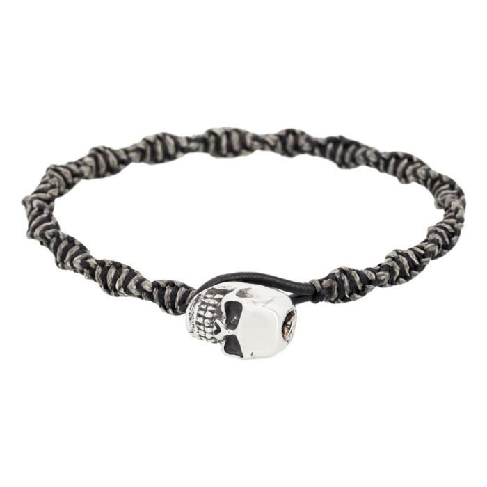 Bracelet Homme acier et cuir noir "BLACKMOOD" Achat / Vente bracelet