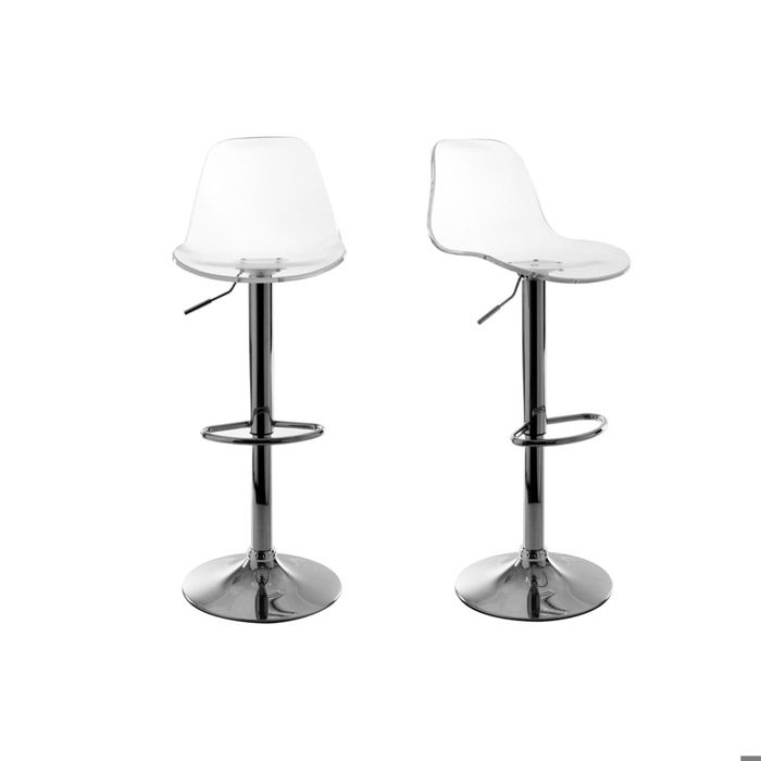Miliboo - Tabourets de bar design réglables transparents (lot de 2) GALILEO Miliboo - Tabourets de bar design réglables transparents (lot de 2) GALILEO