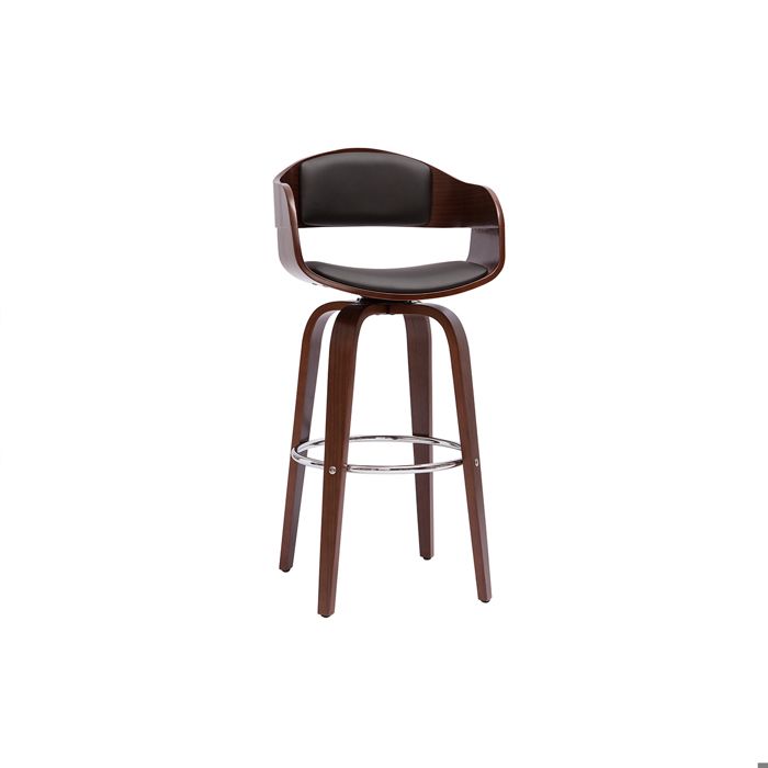 Miliboo - Tabouret de bar design noir et bois foncé noyer H67.5 cm pivotant 360° GAO