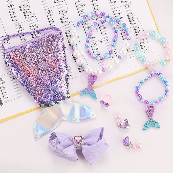 Set Bijoux Enfant Fille - Collier, Bracelet, Bague, Boucles D'Oreilles - Style Princesse, Cadeau Anniversaire