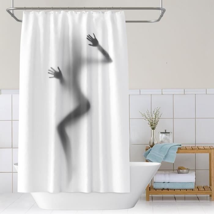 Eleroye Rideau De Douche Amusant Et Mignon «Get Naked» - Avec Motif De