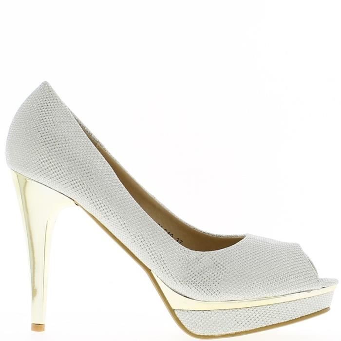 bonne qualité pas mal vendu dans le monde Escarpins bouts ouverts blancs pailletés à talons de 10.5cm et ... bonne qualité pas mal vendu dans le monde Escarpins bouts ouverts blancs pailletés à talons de 10.5cm et ...