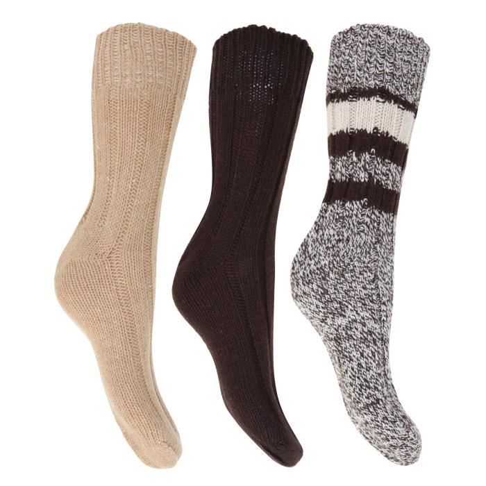 - Femme lot de 3 paires Chaussettes thermiques épaisses Floso