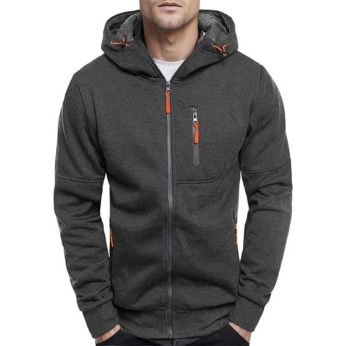 SWEATSHIRT Sweat Zipp Homme Automne Hiver Chaud Veste Capuche