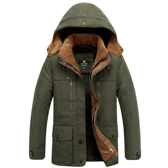 Haute Qualité Parka Hommes Hiver Longue Veste Hommes à capuche Épai