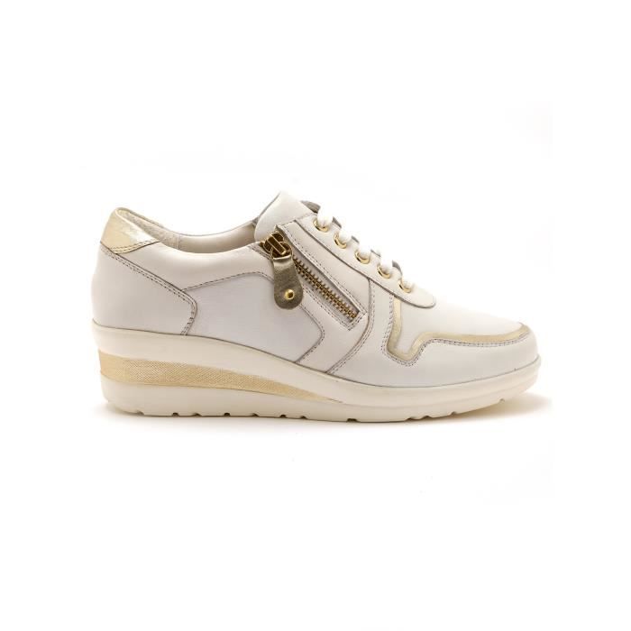 Pédiconfort Baskets aérosemelle cuir femme Pédiconfort - PEDICONFORT - Blanc - Femme - Zip - Carré - Cuir