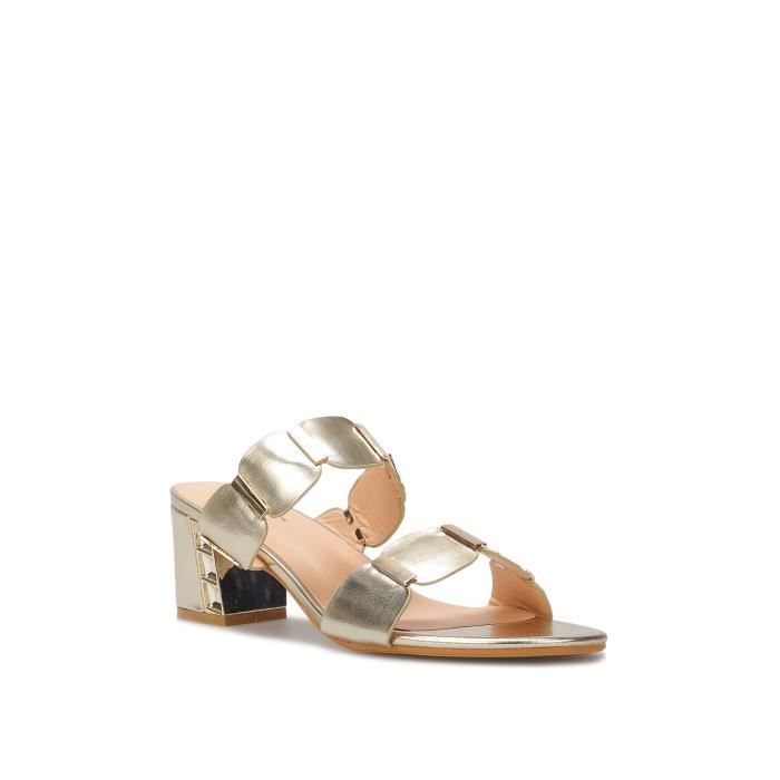 Mules Femme Marque inconnue Double brides festonnées Détails