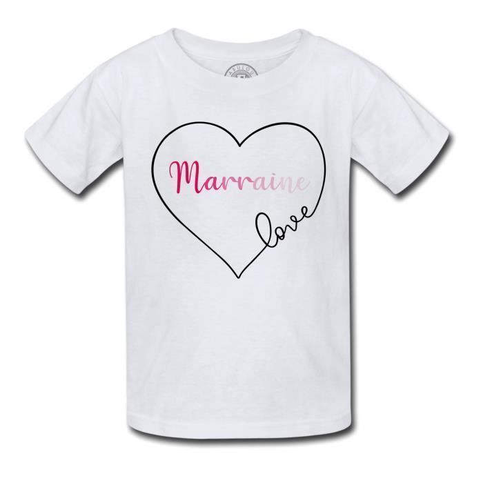 T Shirt Enfant Marraine Love Coeur Dessin Amour Blanc Cdiscount Pret A Porter