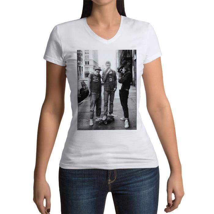 T-shirt Femme Col V Beastie Boys Rap Hip Hop 80's New York Cool Booklyn