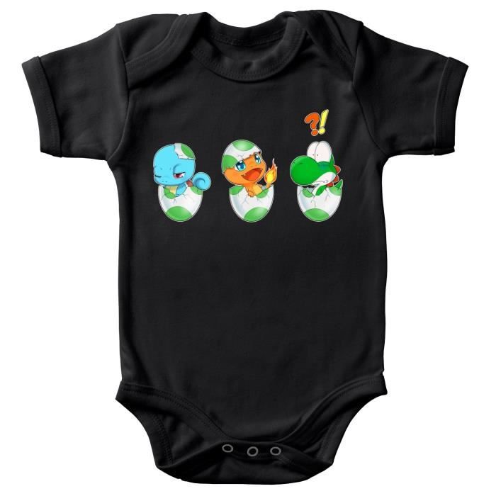 Body Bebe Manches Courtes Noir Parodie Yoshi Pokemon Bebe Yoshi Face A Salameche Et Carapuce Bizarre Ces Deux La Body Noir Cdiscount Pret A Porter