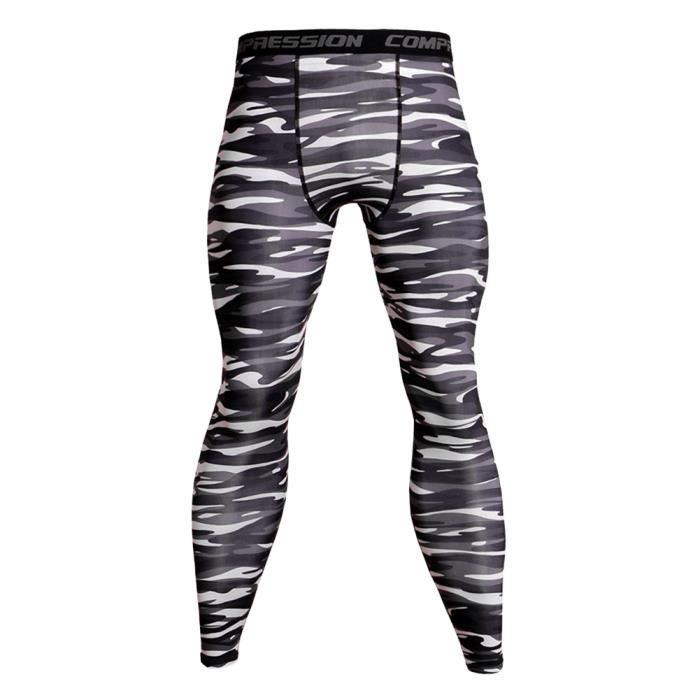 HYCOPROT 3/4 Pantalon de Compression pour Hommes Séchage Rapide Leggings de Sport Pantalon de Base Layer Collant pour Basketball Fitness Jogging (White, S