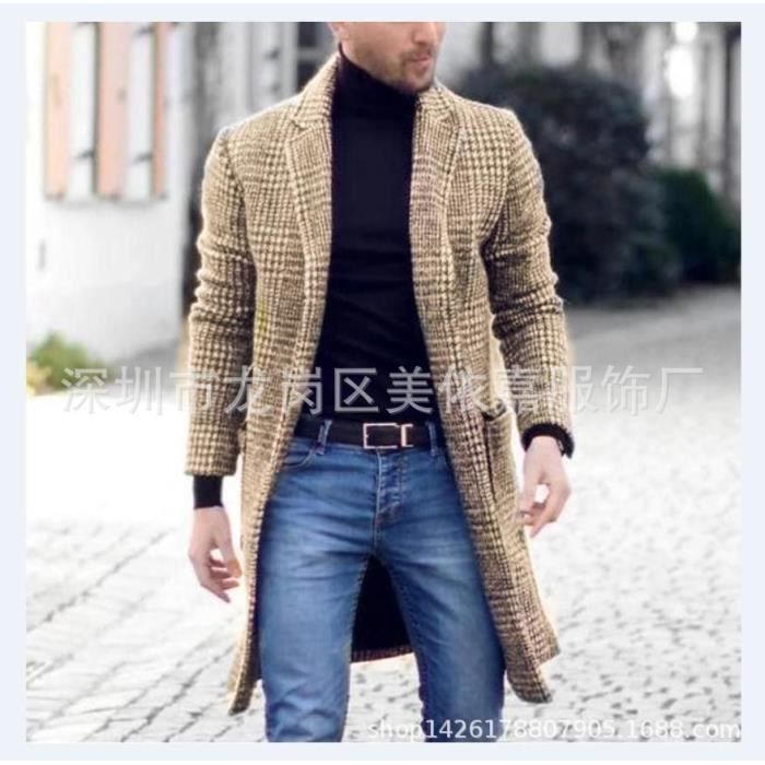 Manteau Femme Hiver En Laine Mixte - Trench Coat Boutonnage, Coupe Droite, Mi-long - Classique élégant Pour Automne/hiver