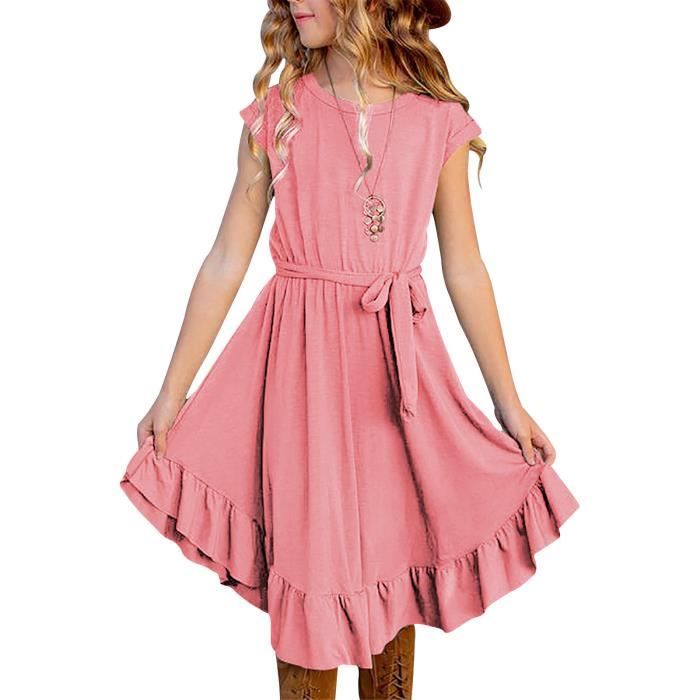 Robe rose sans manches à noeud papillon fantaisie