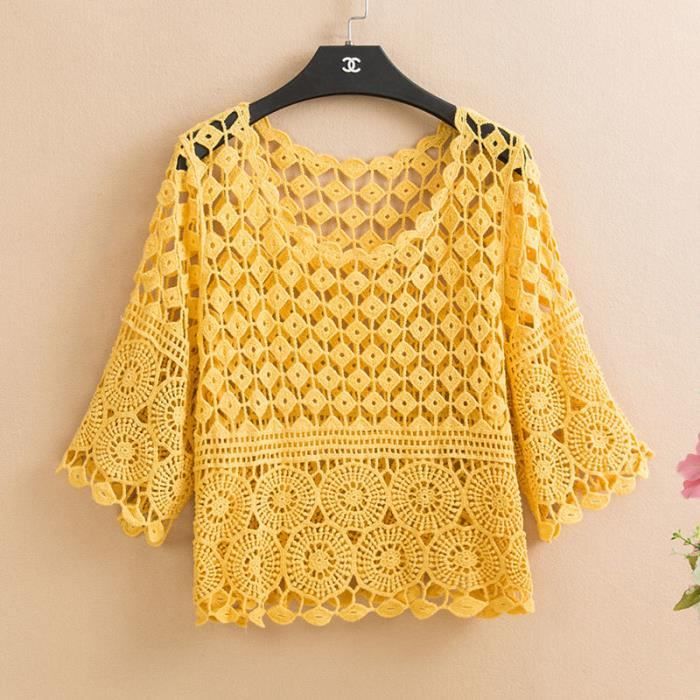 Haut Femme Maille Avec Manches Ballons Et Encolure Ruche - Noir - Style Asymétrique Fête - Taille Unique