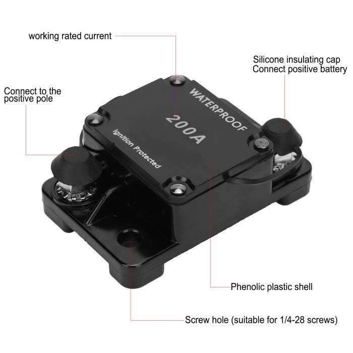 Disjoncteur Automatique 150A DC12-42V – Porte-Fusible Réinitialisable Étanché Cuivre + Couvercle Protection – Rouge