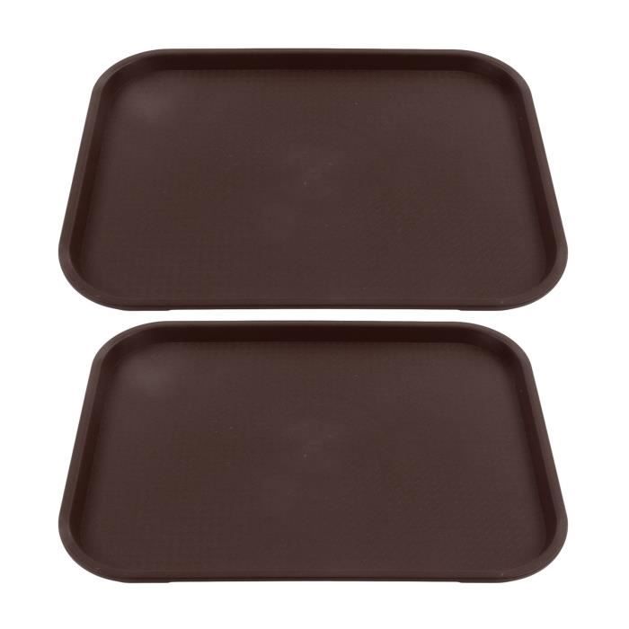 Lot 3 Plateaux Service Rectangulaires Gris 35x25 Cm – Surface Antidérapante, Rebord Surélevé, Café Restaurant Maison