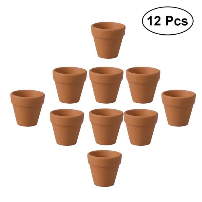 12 Pcs 3x3 cm Petit Mini Terre Cuite Argile Céramique Poterie Planteur Cactus Pots De Fleurs pour Plantes Artisanat Faveur De