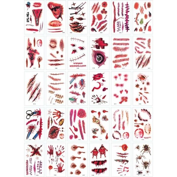 3 Serre-têtes Halloween Couteaux + Ciseaux – Accessoire Déguisement Horreur – Avec 30 Autocollants Tatouage – Pour Fête, Carnaval, Cosplay