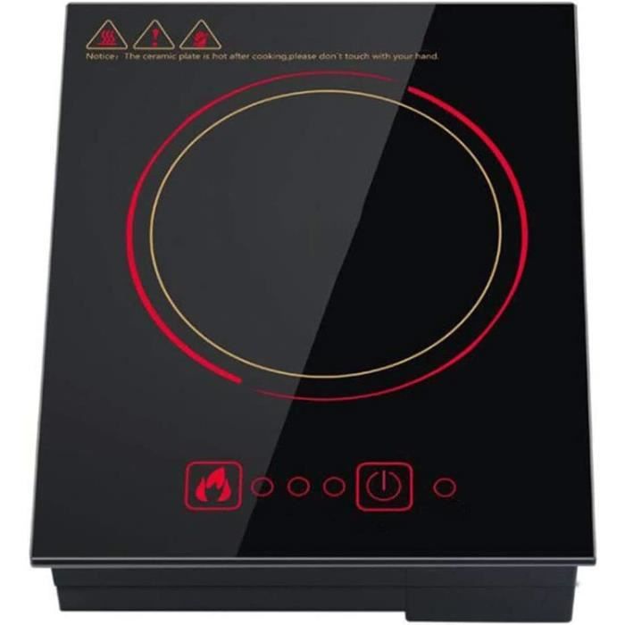 Table à Induction Portable 2000W - Noire, Touche Tactile, Minuterie, Sécurité Enfant