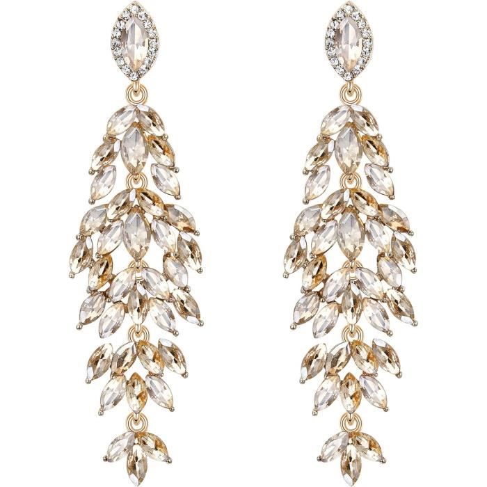 Boucles D'oreilles Fantaisie Ivoire Et Cristal Perles - Mariage Soirée