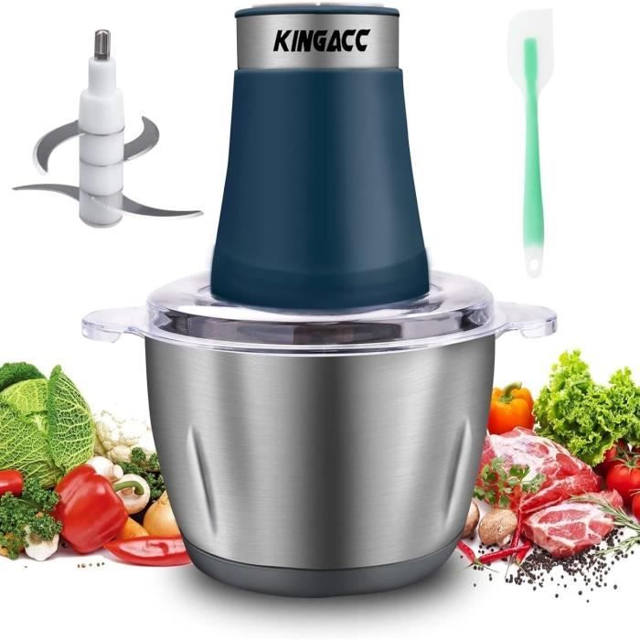 Hachoir électrique 300W - Bol Inox 4L, 5 Lames Doubles, 3 Vitesses - Parfait Pour Viandes, Légumes, Préparations Maison