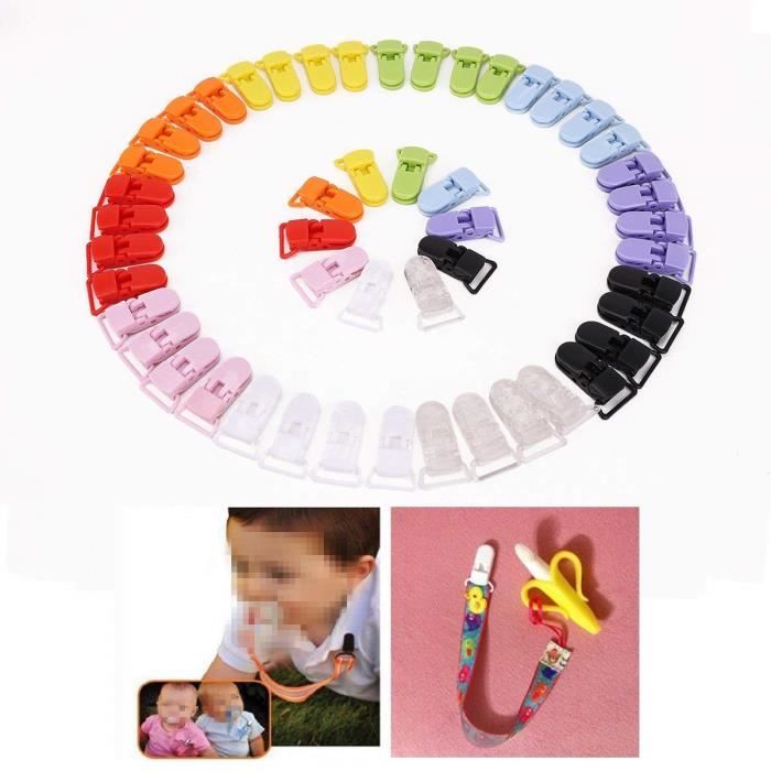 Lot De 4 Attaches De Tétine En Silicone - Clip Avec Pince En Acier Et Décors Colorés - Pour Bébé, Baptême, Anniversaire - 4